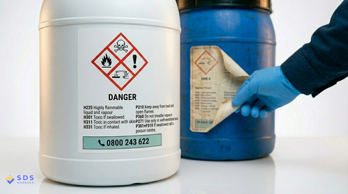GHS Hazard Pictogram Label on Chemical Container