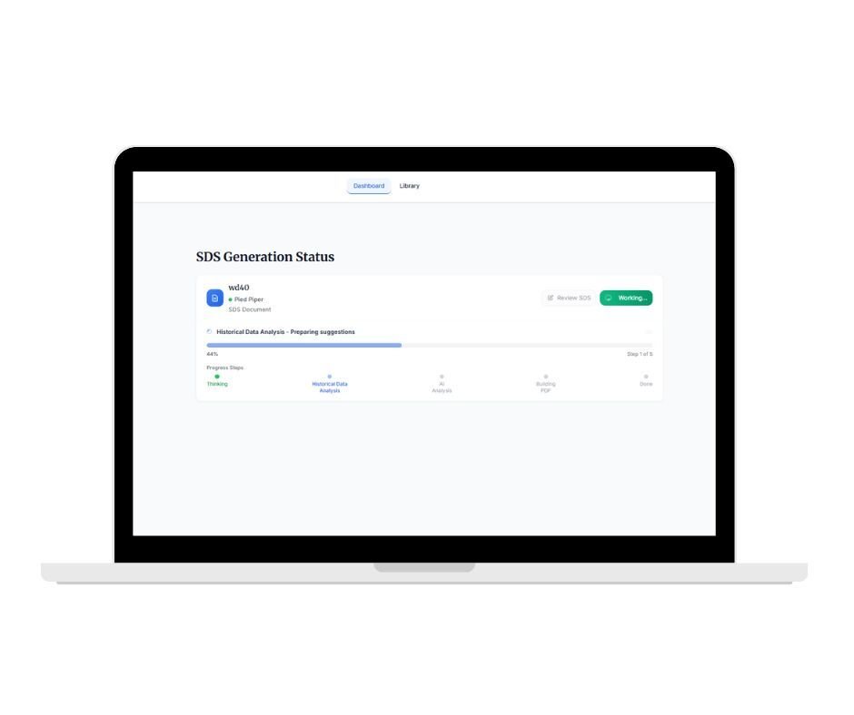 AI and our Database will generate your SDS