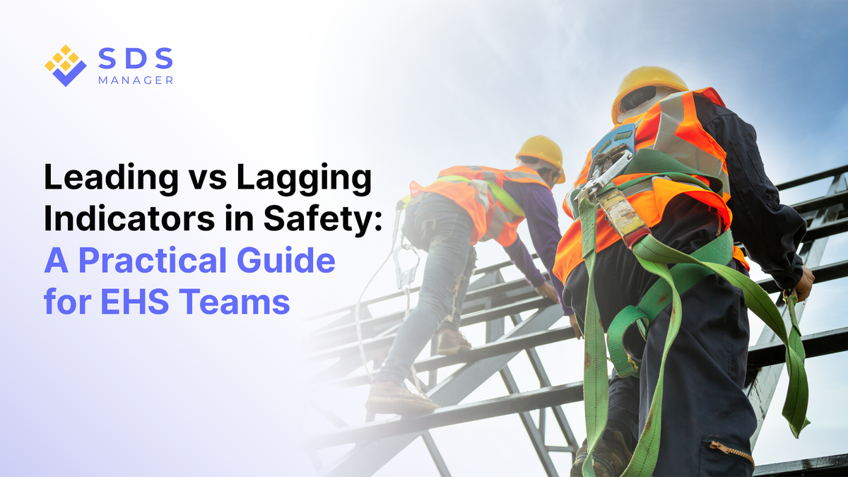 Leading vs lagging indicators explained for UK safety teams, with RIDDOR data, HSG254 guidance, and examples of both metric types.