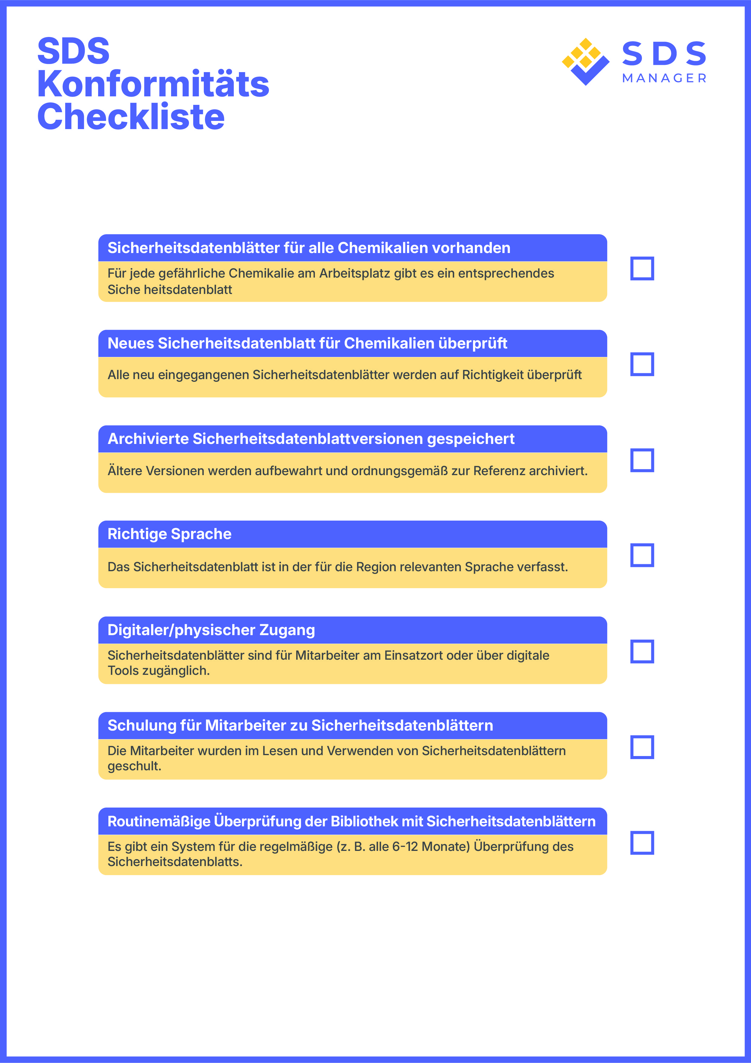Die ultimative Checkliste zur Einhaltung von Sicherheitsdatenblättern