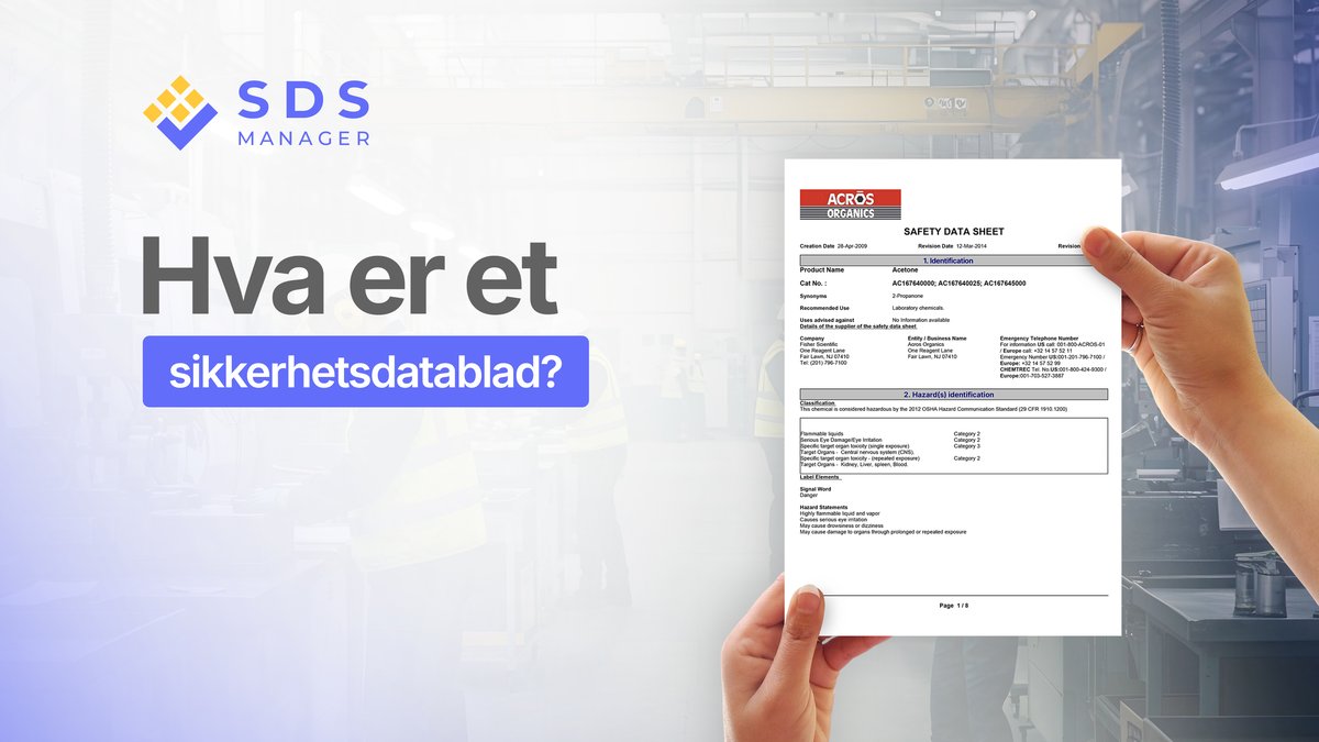 hva er et sikkerhetsdatablad sds