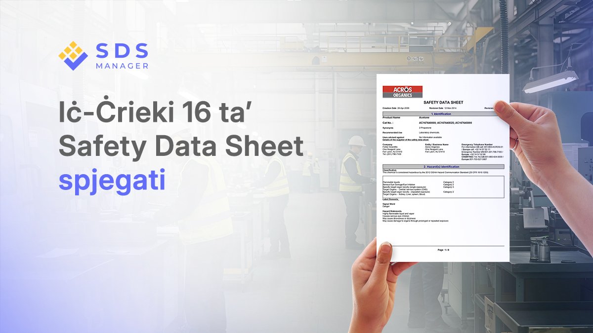 Iċ-Ċrieki 16 ta’ Safety Data Sheet spjegati