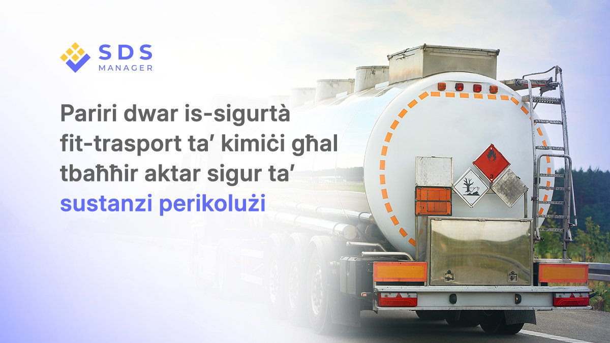 Pariri dwar is-sigurtà fit-trasport ta’ kimiċi għal tbaħħir aktar sigur ta’ sustanzi perikolużi